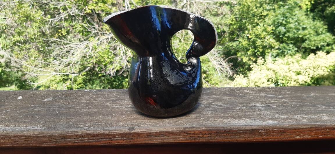 Enamelled terracotta pitcher, France, 1950s