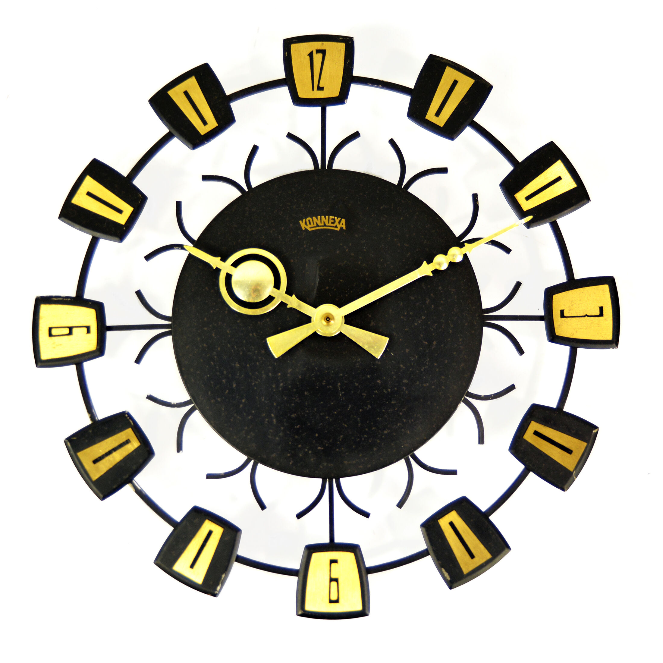 1970s sun-type hanging clock, Konnexa, Germany