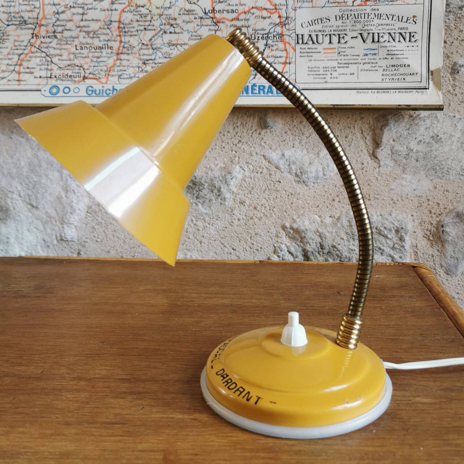 Vintage yellow cocotte lamp from the 60s