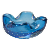 Cendrier murano bleu à bulle 9 x 9 cm