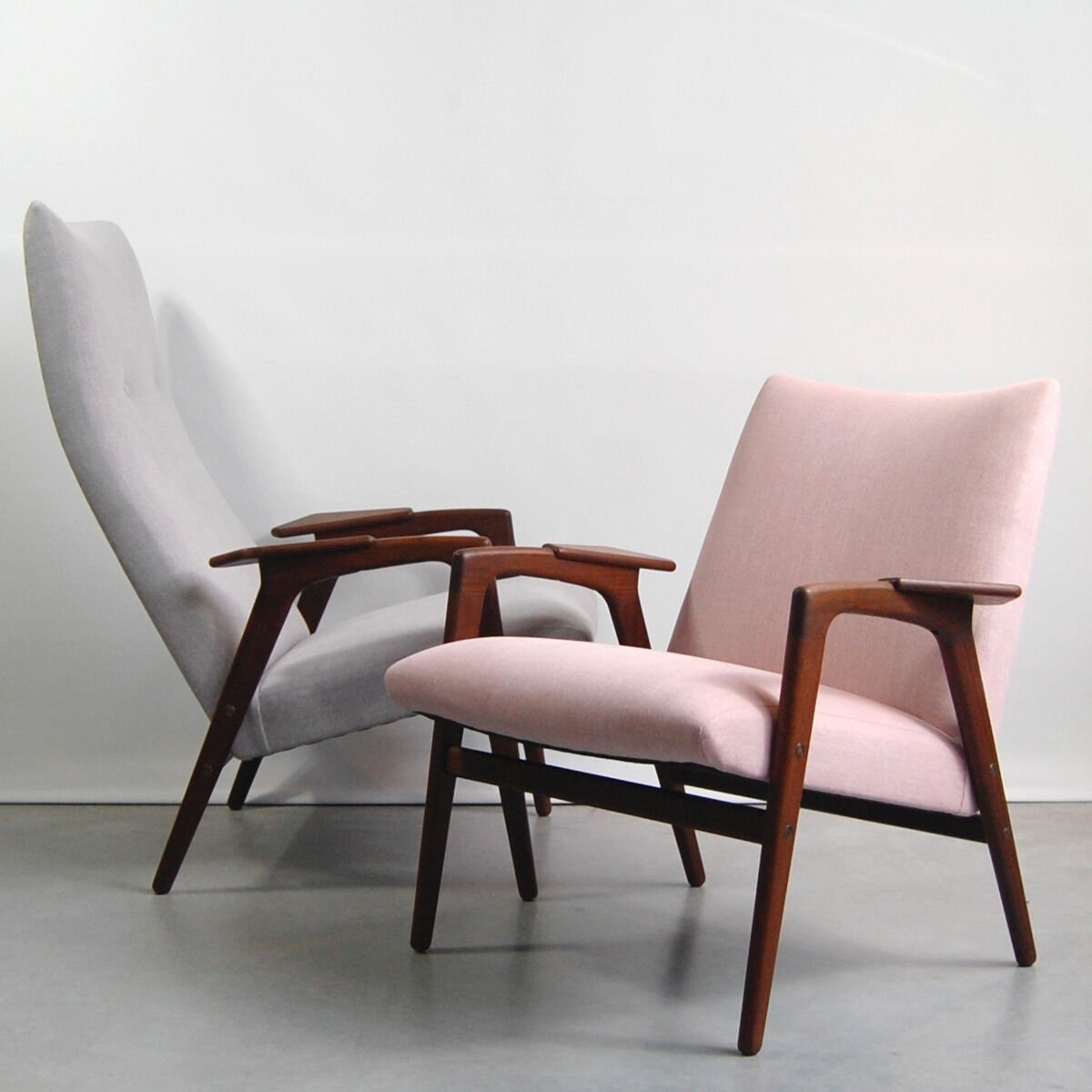 Pair of armchairs and rest foot "Ruster" by Yngve Ekstrom for Pastoe 1950s