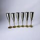 Brutalist champagne glasses in brass & silver plated, set of 6, Spain, 1970s