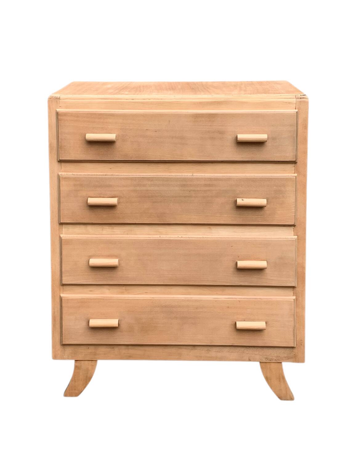 Raw wood art deco chest of drawers
