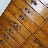 Dutch pine industrial apothecary cabinet, 1950s
