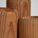 Trio of vintage Scandinavian wooden candle holders