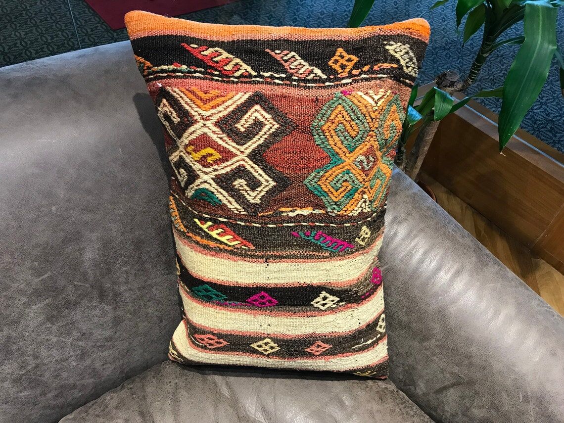 Turkish Kilim Lumbar Pillow