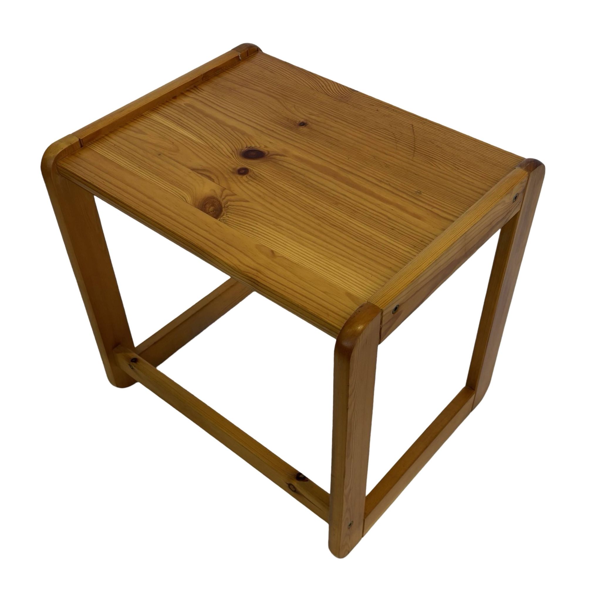 Vintage set of three pine side tables nesting tables nest of tables 1970s