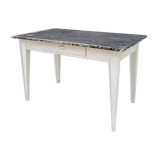 Old patinated bistro table with one drawer - 1m20