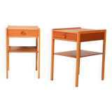 Pair of Scandinavian bedside tables from the 1950s–60s with carved handle