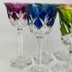 Val Saint Lambert, 6 coloured crystal Roemer glasses, 19 cm