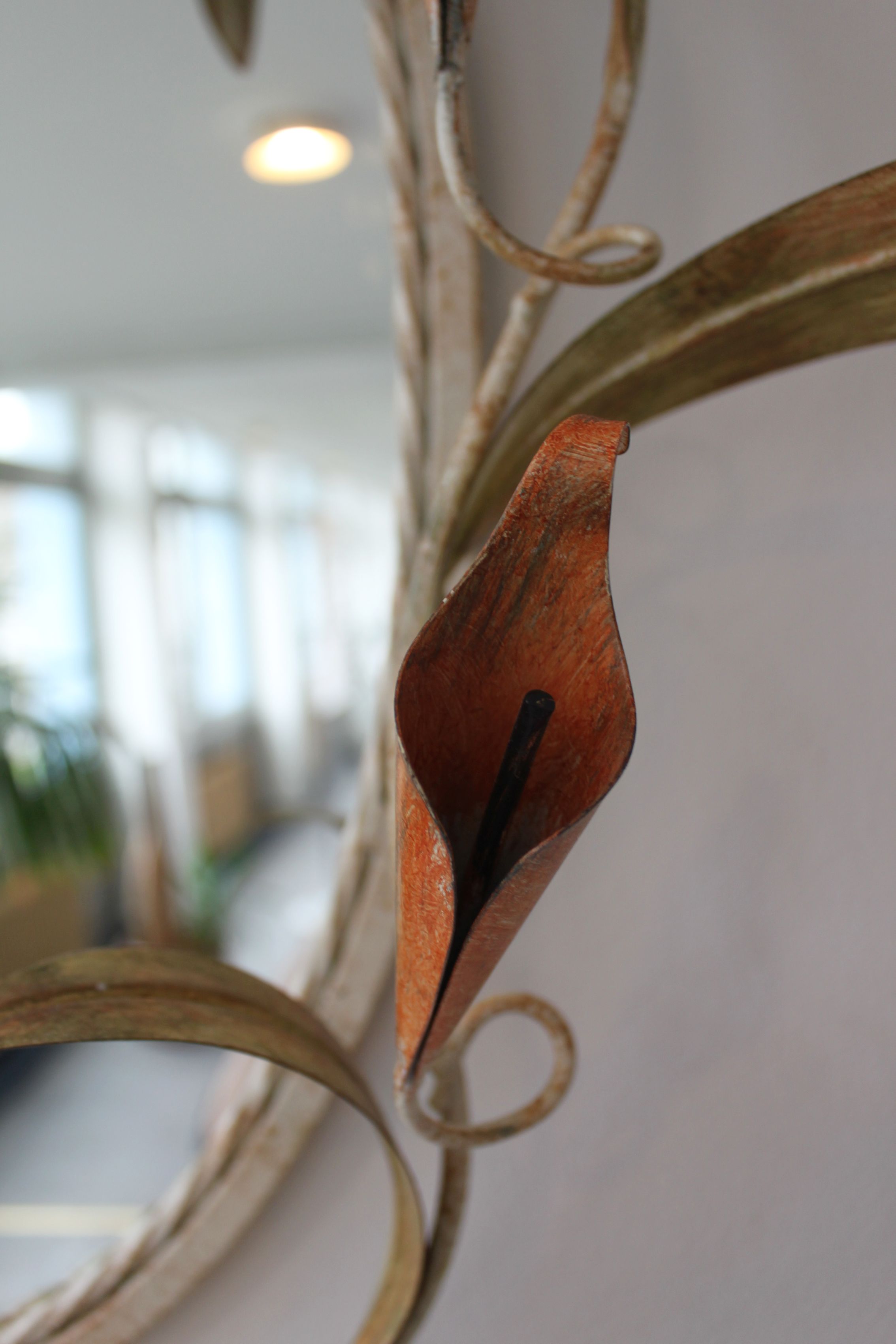 Wrought iron plant mirror Art Deco style, 1960