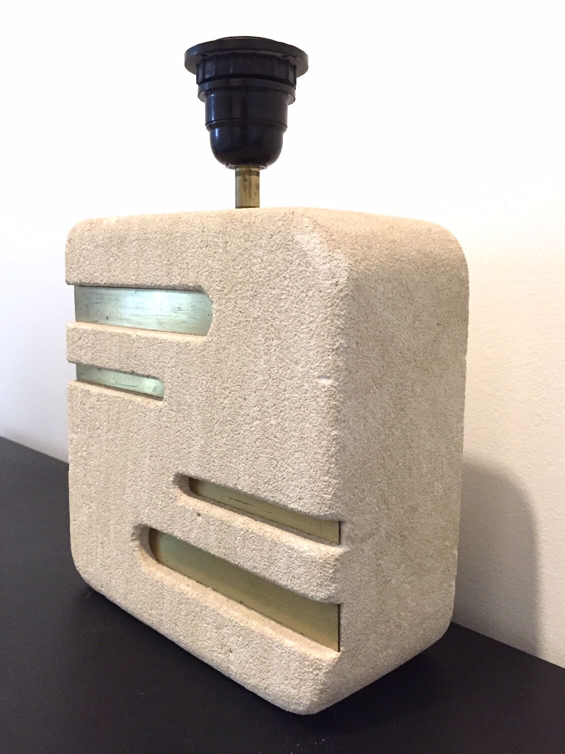 Lampe en pierre et laiton, vintage