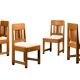 Dutch Art Deco Amsterdam School Dining Chairs in Oak and light Fabric