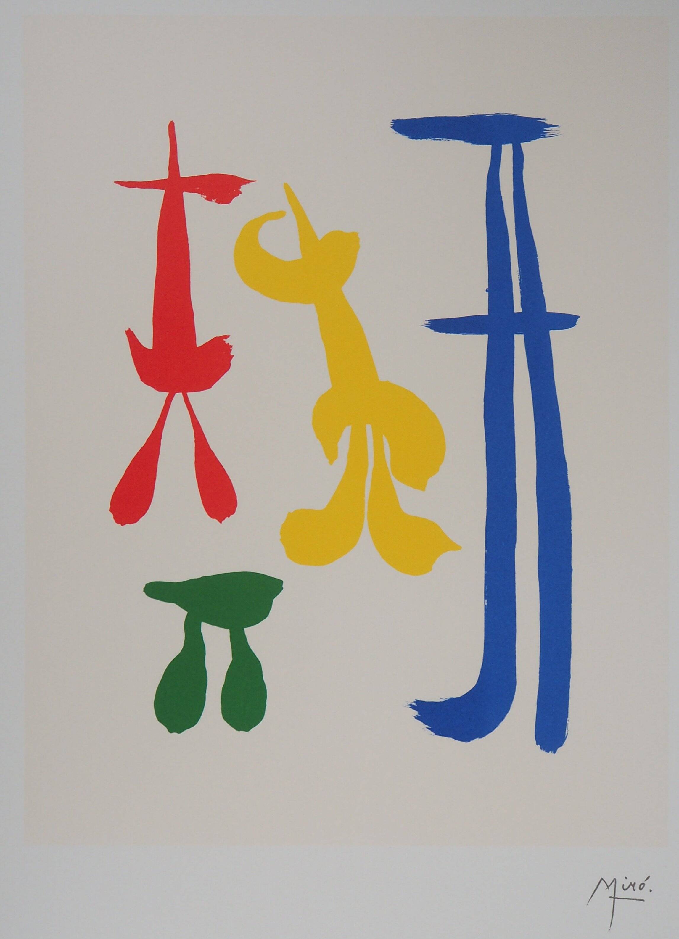 Joan miro: surrealist family, signed lithograph