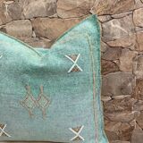 Silk cactus cushion cover: Handwoven Moroccan Sabra cushion.