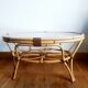 Table basse en rotin vintage 1970