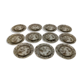 Set of 11 plates and 11 earthenware cups