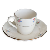 Vintage Sarreguemines earthenware cup and saucer – Floral decoration