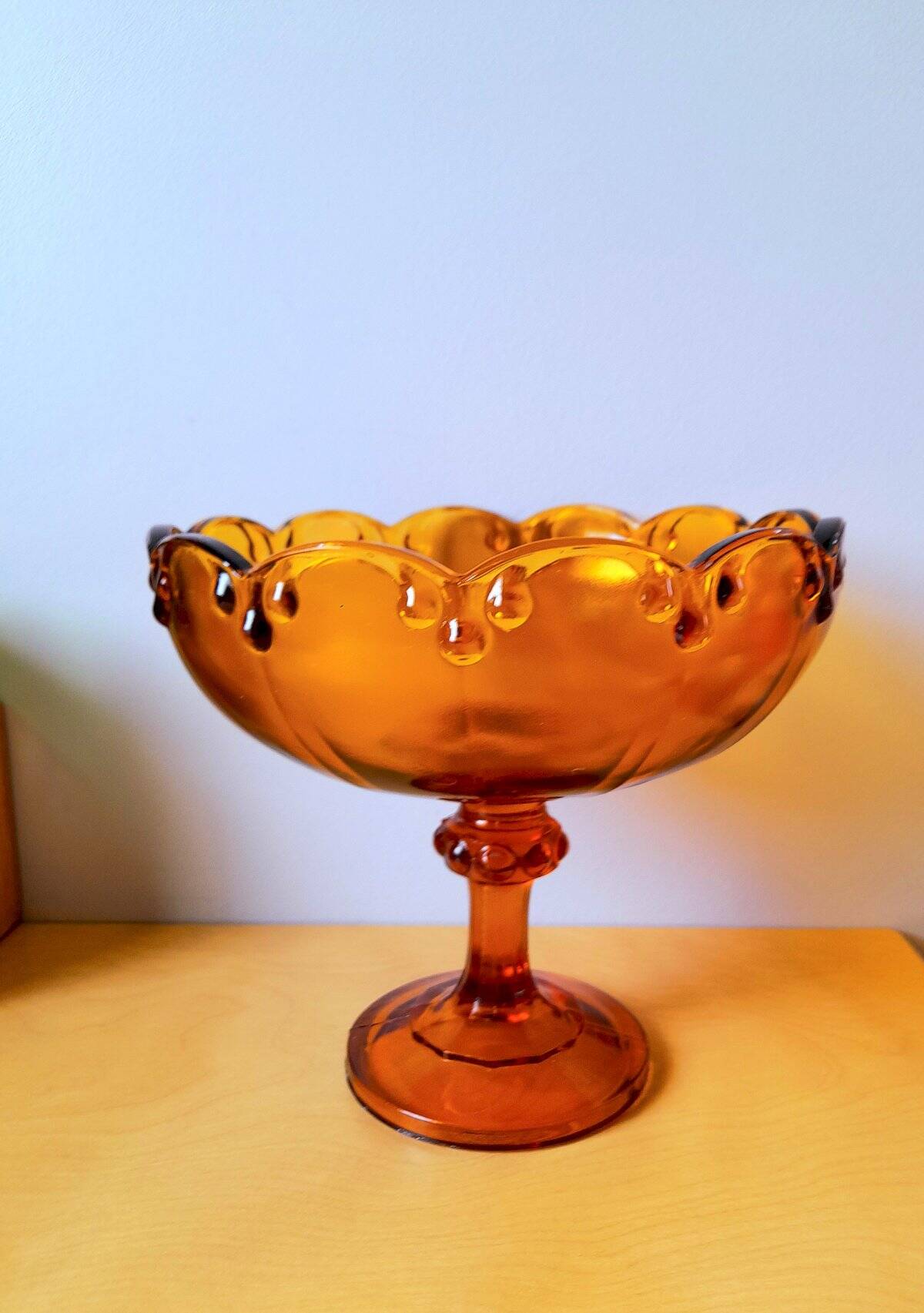 Amber glass fruit bowl 70s orange