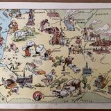 Old illustrated map of Flanders Artois Picardy 1948 - JP Pinchon