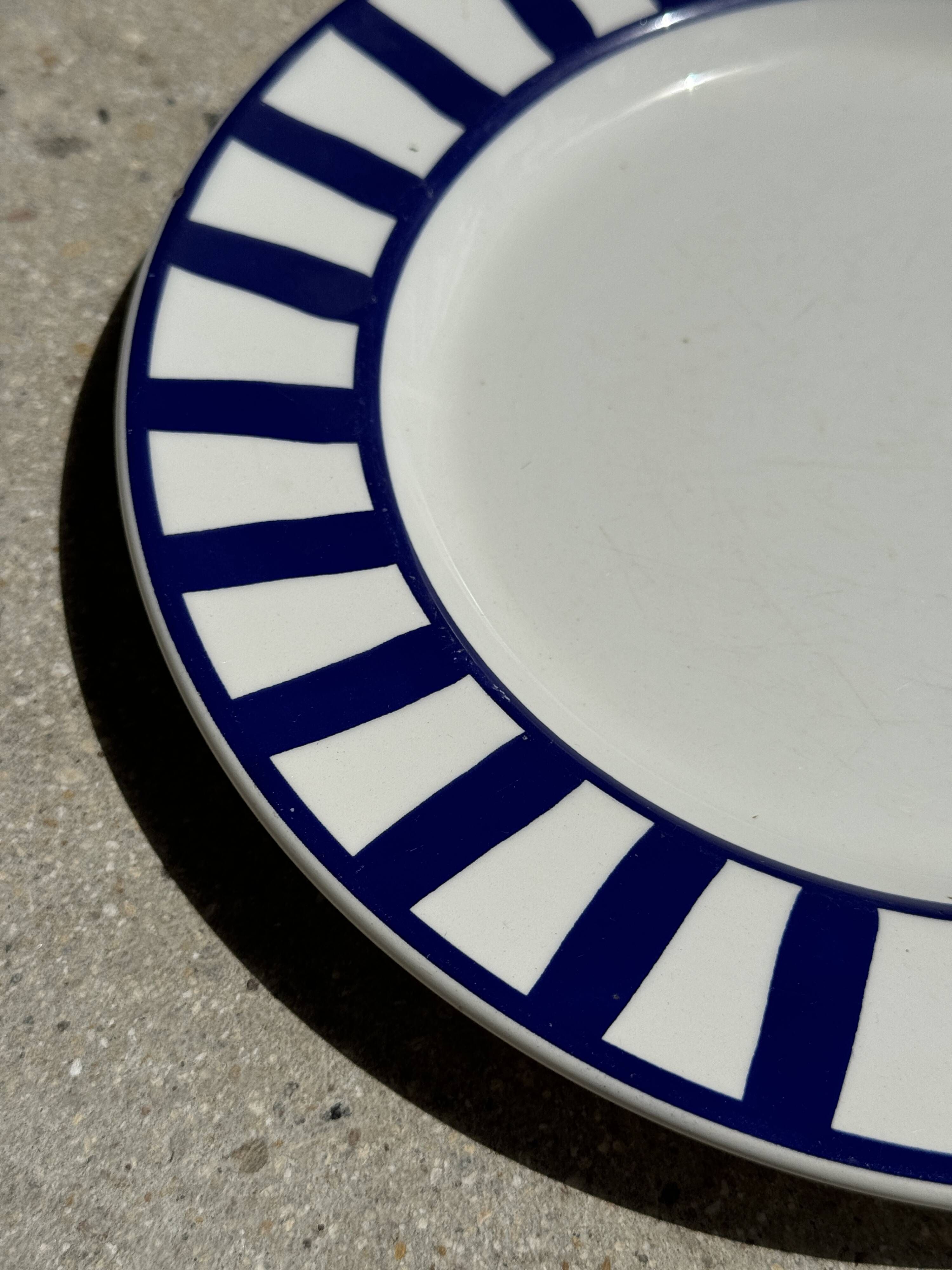 Set of 2 blue striped plates Ceramica Quadrifoglio Italy