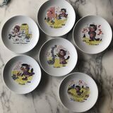 6 Barberousse porcelain plates creation by A.Deshoulieres France