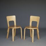 Chaises modèle 66 d'Alvar Aalto pour Artek, années 1980