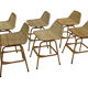 Suite of six vintage bar stools in rattan design Rohe 1960