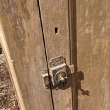 Old workshop cabinet in raw wood