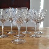Service of 8 chiseled crystal glasses