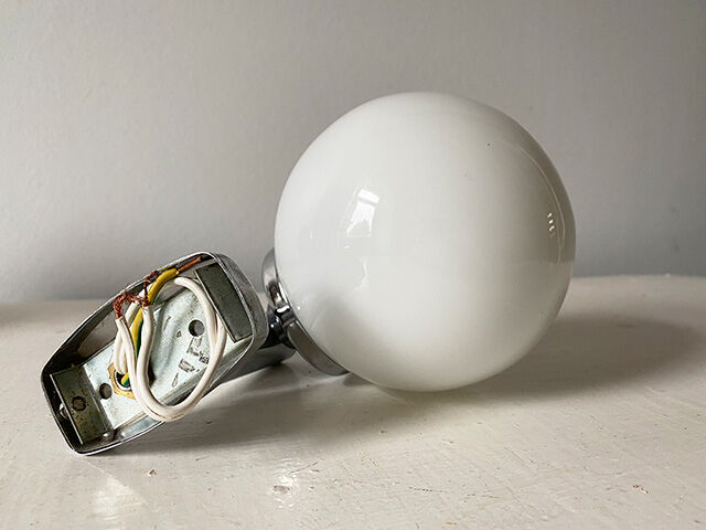 Pair of opaline globe sconces