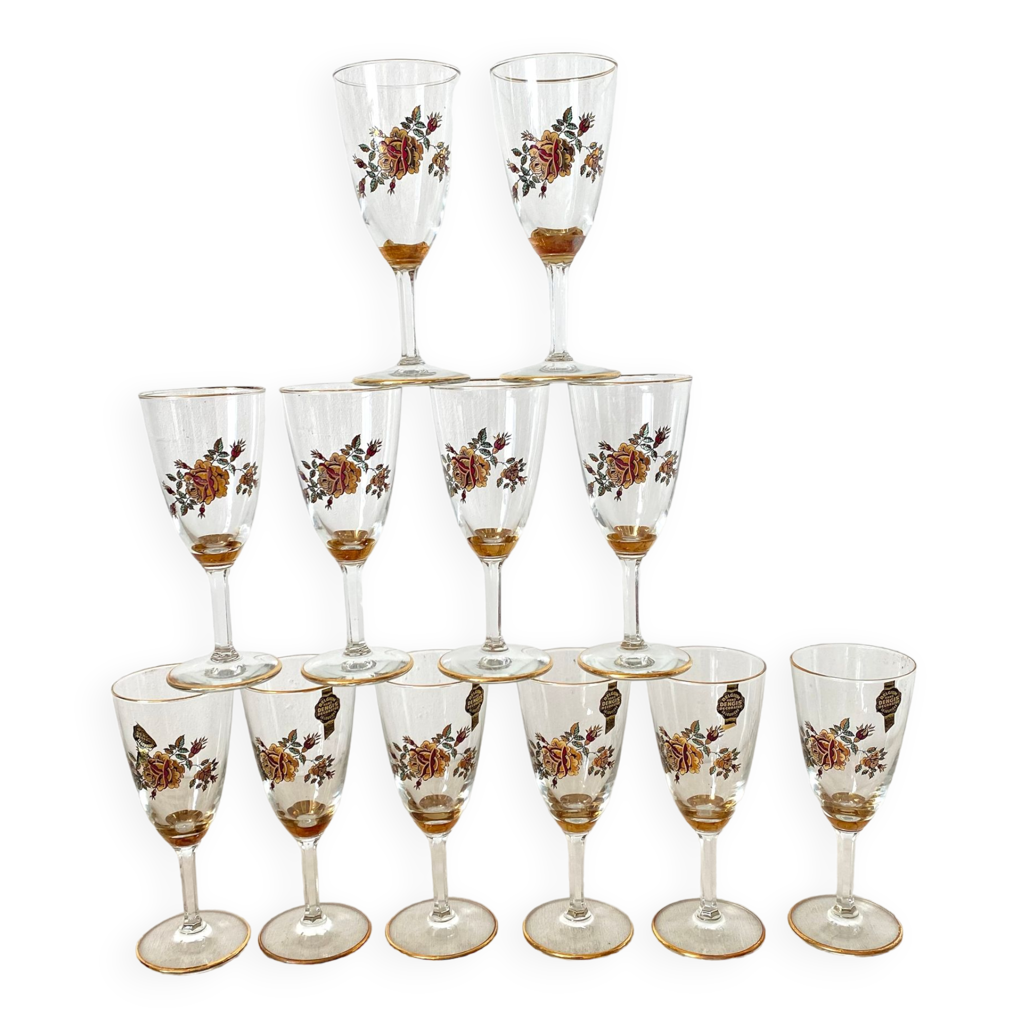 New vintage champagne flutes, 60s, La louvière