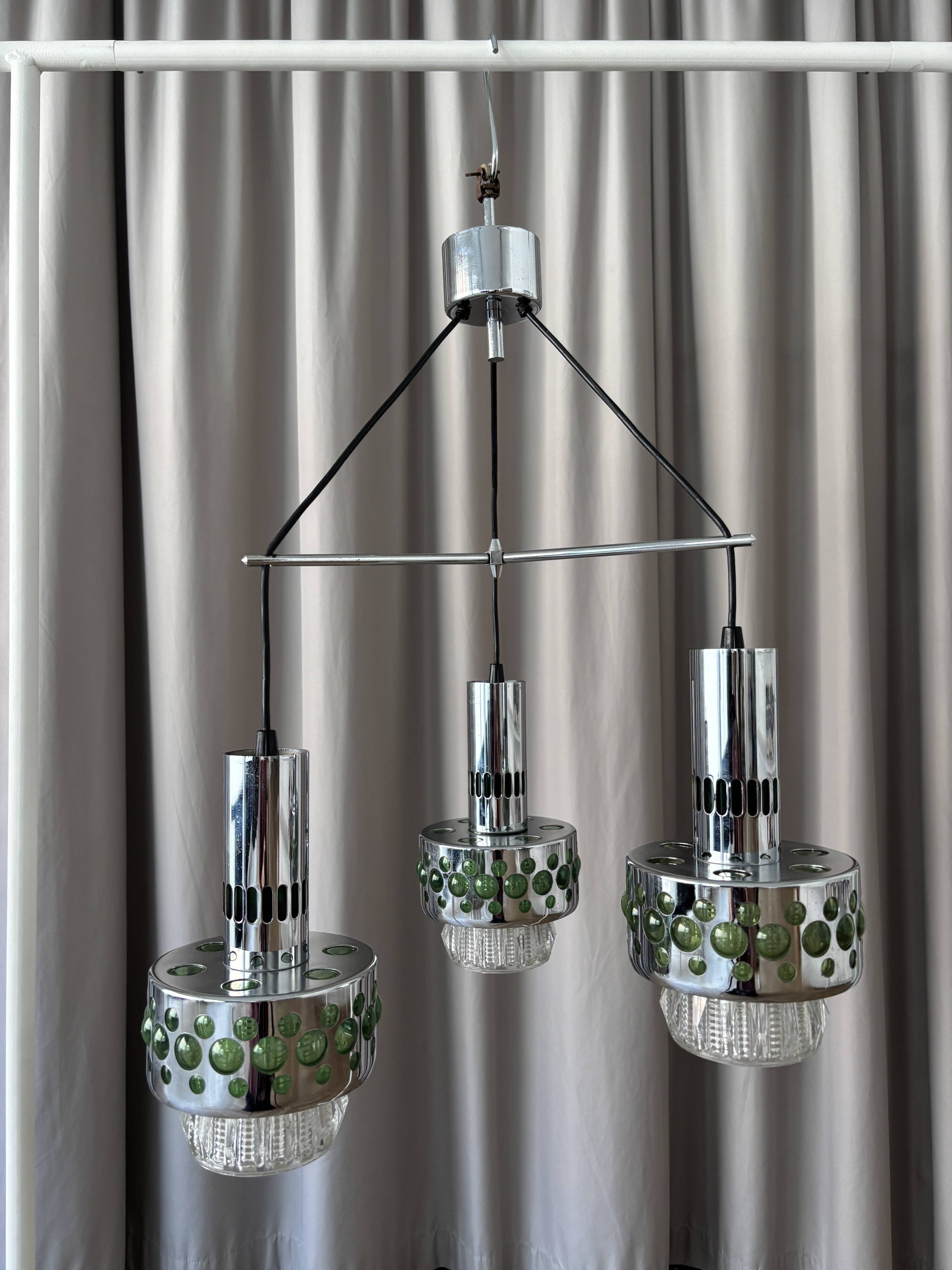 Massive Space Age Chrome Chandelier – 1970s