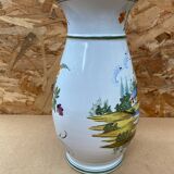 Ancien vase e. tessier la licorne céramique blanche décor peint vintage