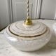 Pair of suspensions in white Clichy glass and golden edging 40s-50s