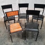 5 anciennes chaises d'ecole vintage