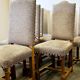 Chaises de salle à manger de style Louis XIII en chêne avec chenille rayée - Ensemble de 6.