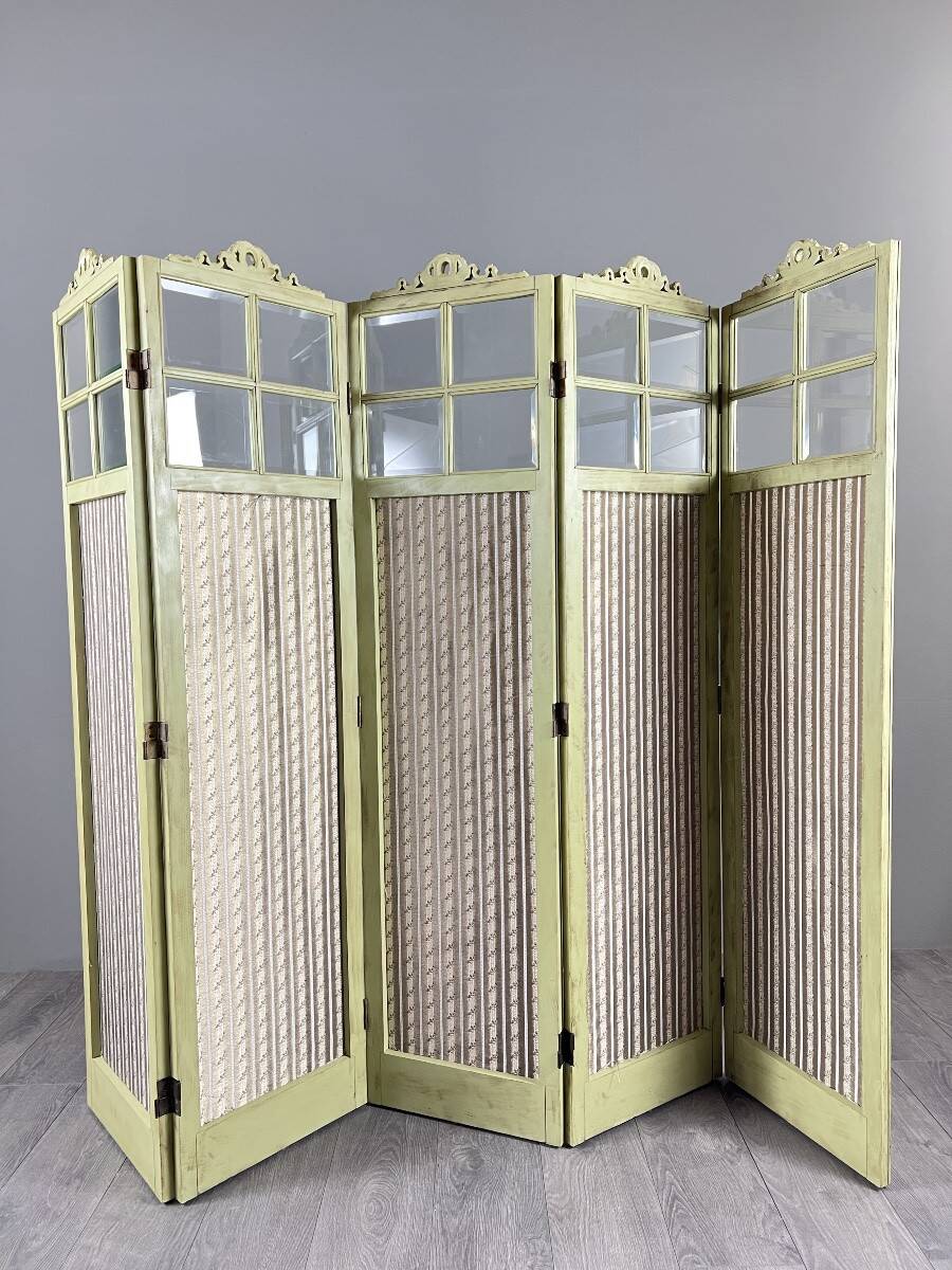 Five-panel screen in Louis XVI style, 19th century.