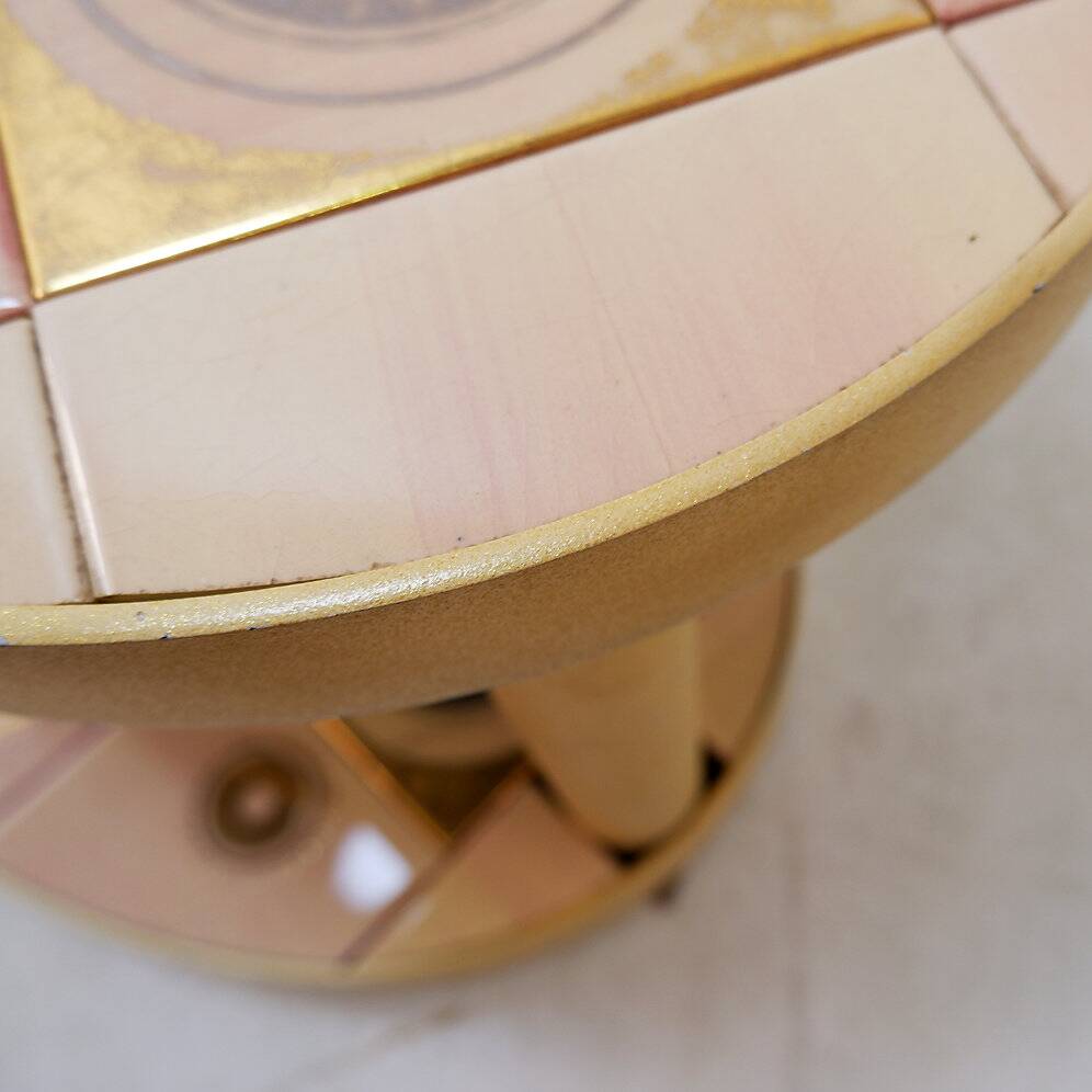 French pink ceramic swivel coffee table by Georges Pelletier, 1960s.