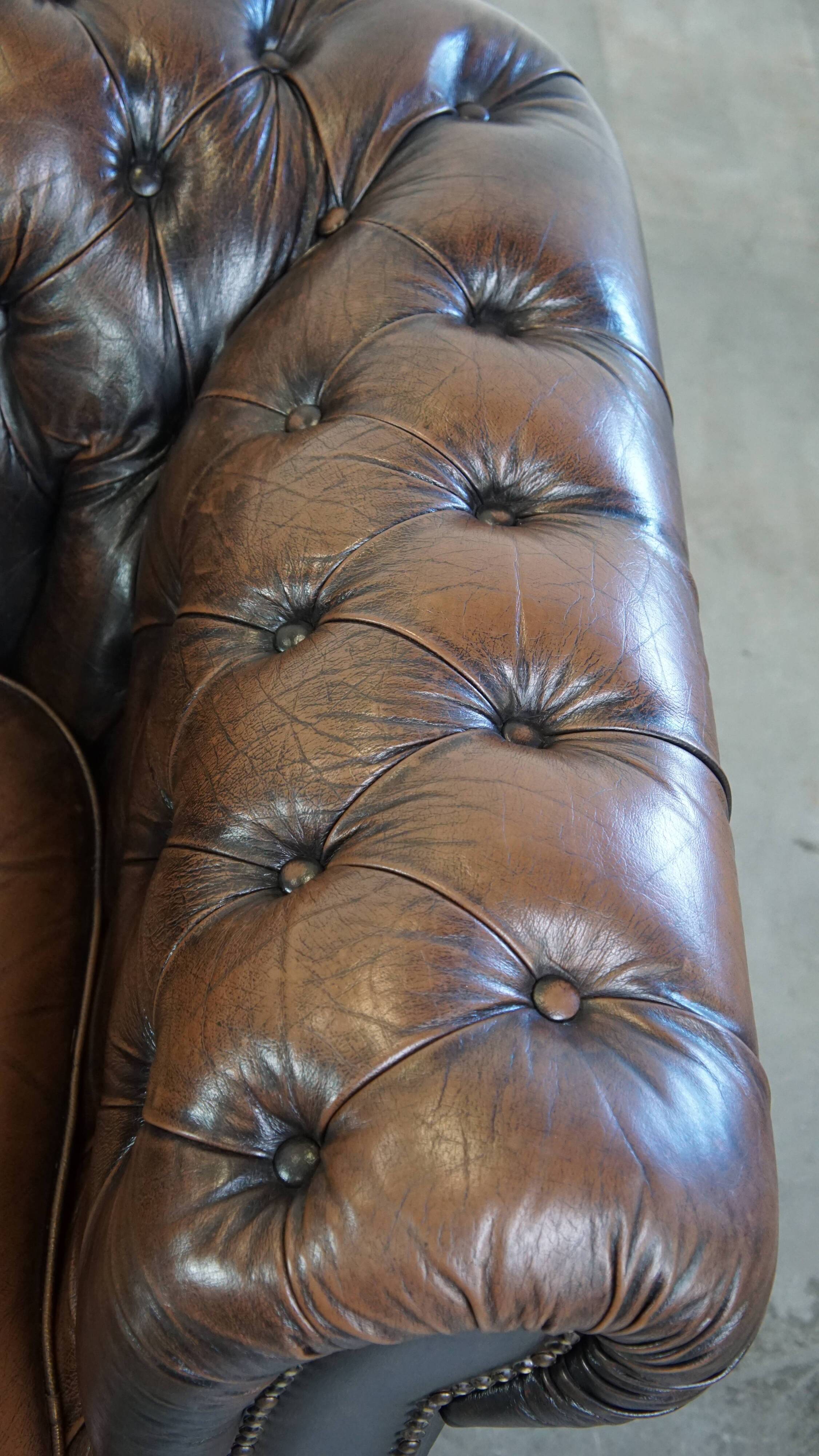 English Chesterfield armchair in sheepskin
