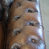 English Chesterfield armchair in sheepskin