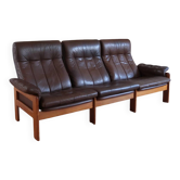 Brown leather 3-seater sofa, Sven Ellekaer for Skipper, 1982.
