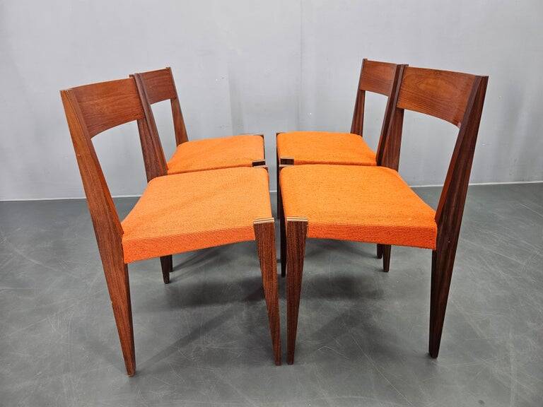Set of Four Rare Teak PIA Chairs by Poul Cadovius, Girsberger, Denmark, 1960s