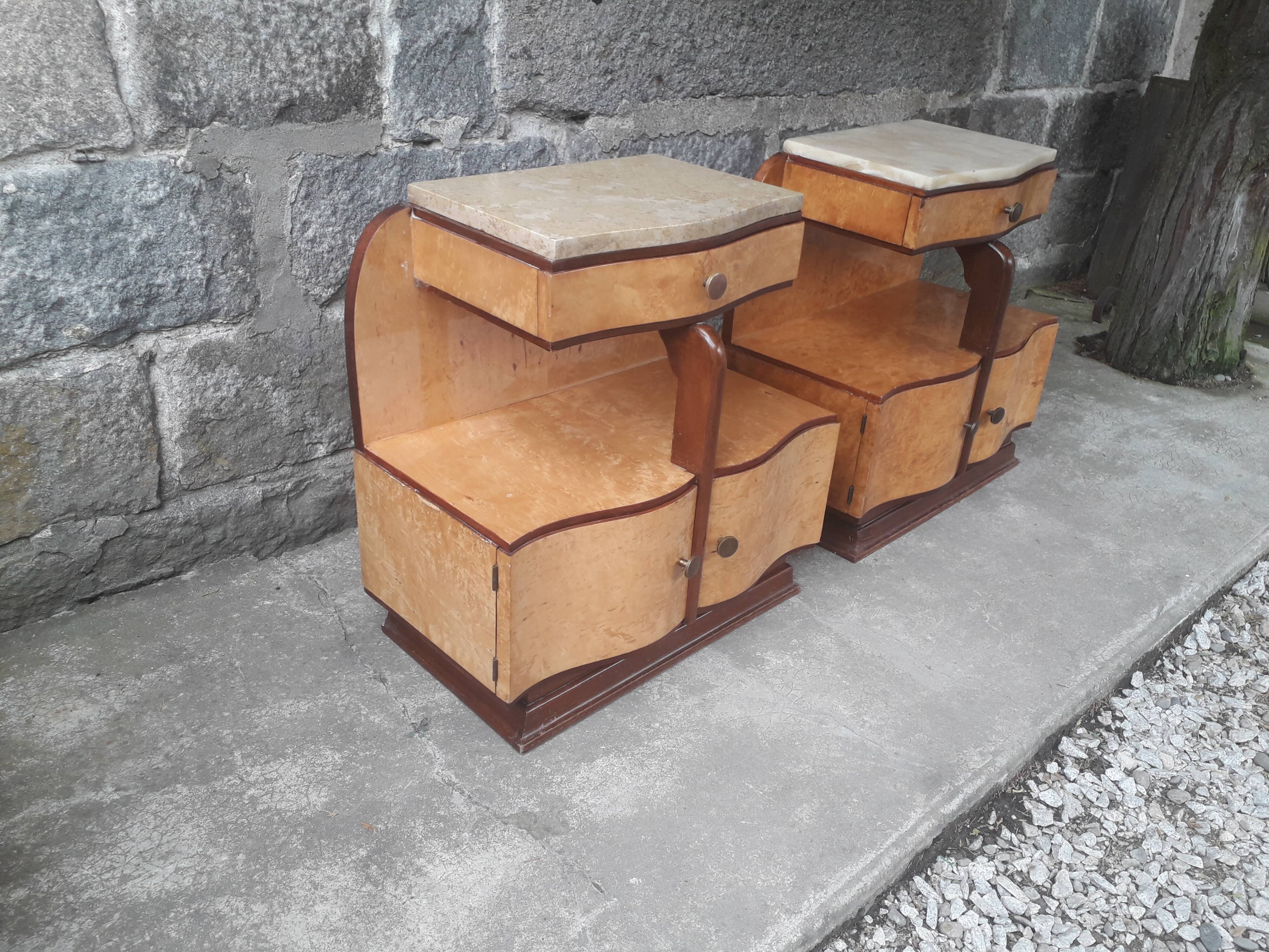 Pair of art deco bedsides