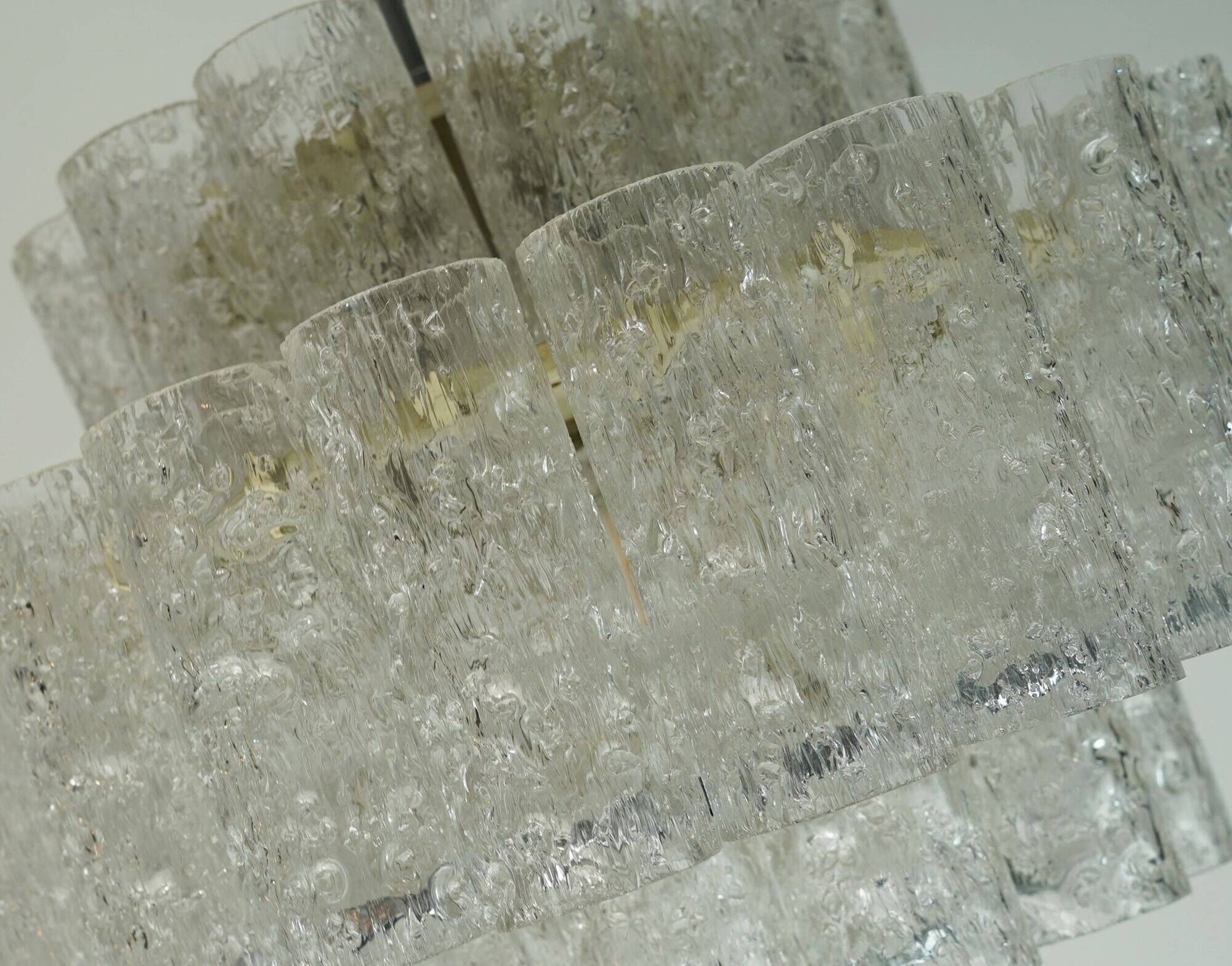 3-tier 1960s vintage mid century doria ice glass CHANDELIER with 45 glasses