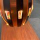 Lampe suspension danoise en métal cuivre et noir et prisme de style mid-century modern par Werner Schou pour Coronell Elektro