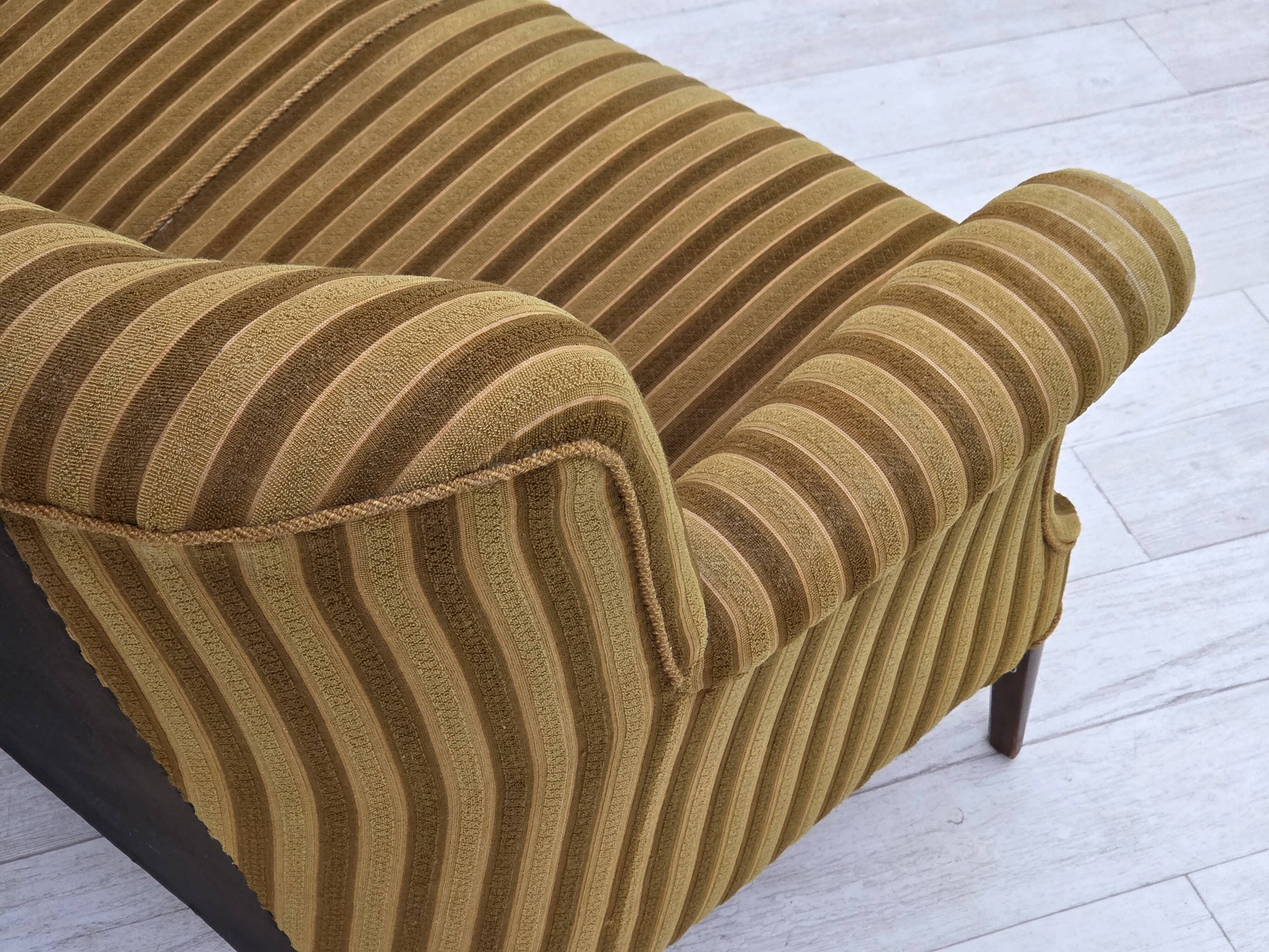 1960s, 3-seater Danish sofa, green furniture wool, original condition.