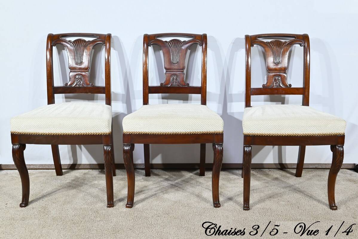 Suite of 5 Cuban Mahogany Chairs, Restoration Period – Early 19th Century