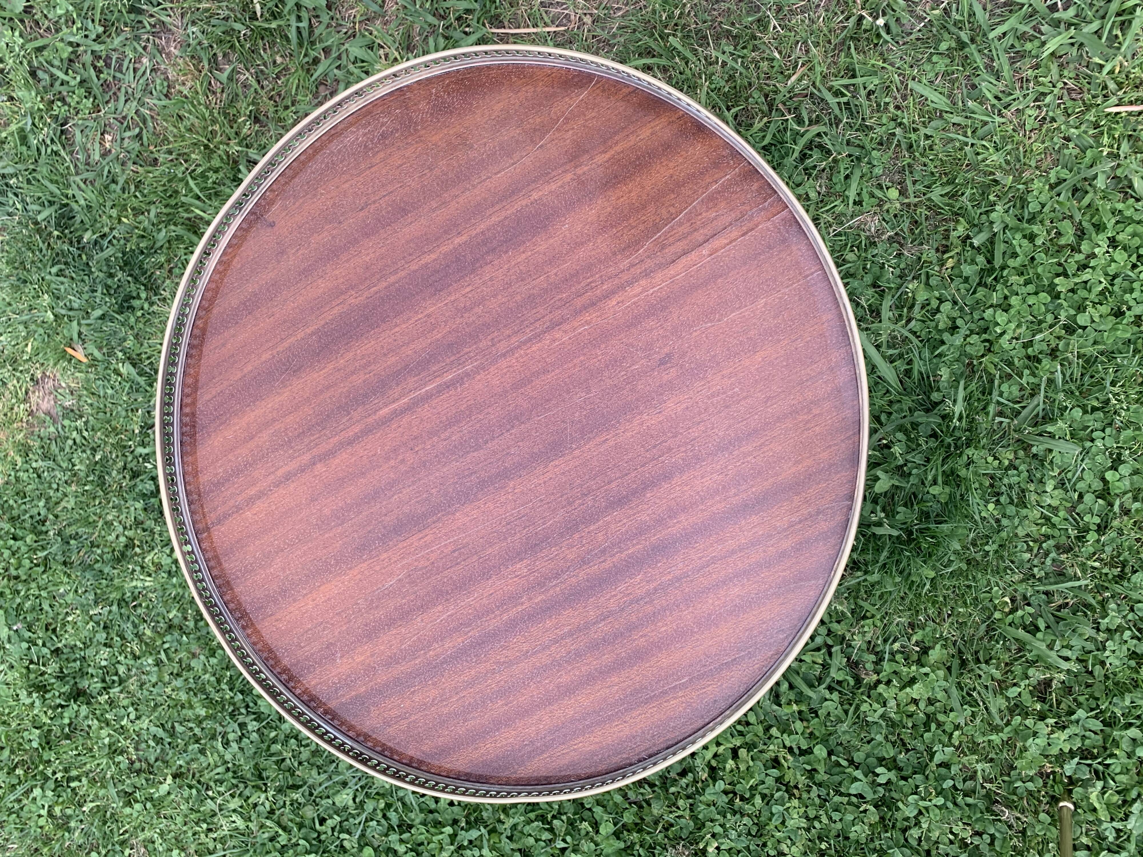 Pair of tripod and brass tripod side tables 1950