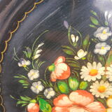 Black metal round top and vintage hand-painted flowers